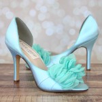 Aqua Flash Chiffon Flower Off Center On Toe Chiffon Layered Flower Peep Toe Peeptoe D'Orsay  (2)