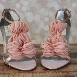 Blush Kenzie Sandal High Heel Chiffon Layered Flower T-Strap  (3)