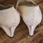Blush Wedding Shoes Wedge Lace Heel Lace Toe Chiffon Flowers Design Your Own Wedding Shoes