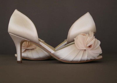 Blush Wedding Shoes with a Handmade Chiffon Layered Flower on the Toe