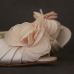 Blush Wedding Shoes with a Handmade Chiffon Layered Flower on the Toe