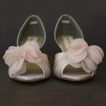 Blush Wedding Shoes with a Handmade Chiffon Layered Flower on the Toe