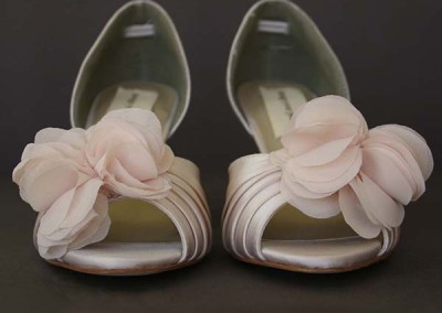 Blush Wedding Shoes with a Handmade Chiffon Layered Flower on the Toe