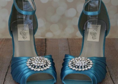 Custom Wedding Shoes Blue Wedge Wedding Shoes Oval Crystal Adornment 1