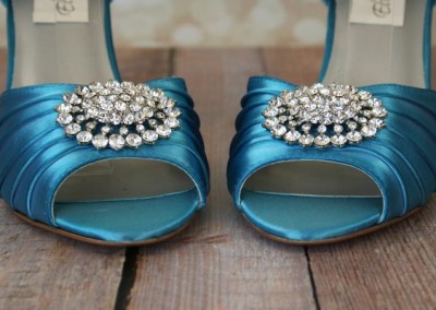 Custom Wedding Shoes Blue Wedge Wedding Shoes Oval Crystal Adornment 2