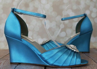 Custom Wedding Shoes Blue Wedge Wedding Shoes Oval Crystal Adornment 3
