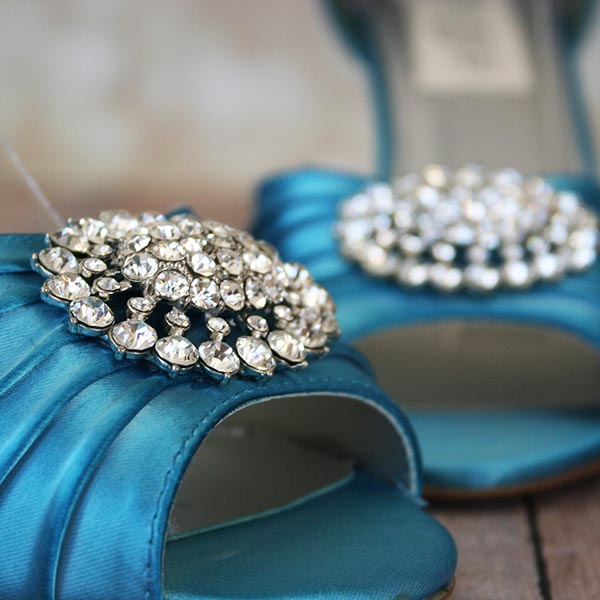Custom Wedding Shoes Blue Wedge Wedding Shoes Oval Crystal Adornment 4