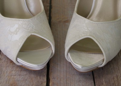 Ivory Wedding Shoes Peep Toes Lace Overlay