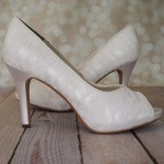 Ivory Wedding Shoes Peep Toes Lace Overlay