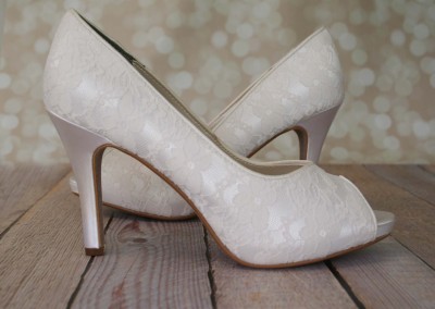 Ivory Wedding Shoes Peep Toes Lace Overlay