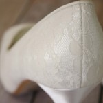 Ivory Wedding Shoes Peep Toes Lace Overlay