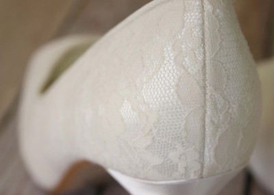 Ivory Wedding Shoes Peep Toes Lace Overlay
