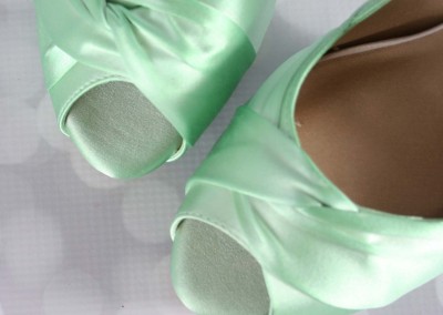 Mint Green Wedding Shoes Platform Peep Toe Silk Wedding Shoes