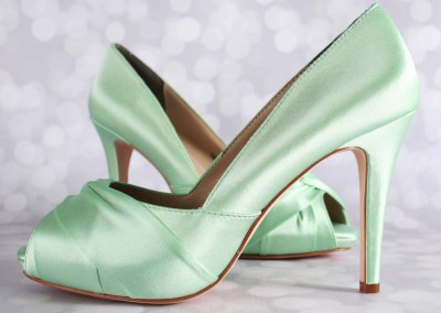 Mint Green Wedding Shoes Platform Peep Toe Silk Wedding Shoes