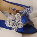 Royal Blue Peep Toe Custom Wedding Shoes Ellie Wren Silver and Royal Blue Heel Silver Butterflies 2