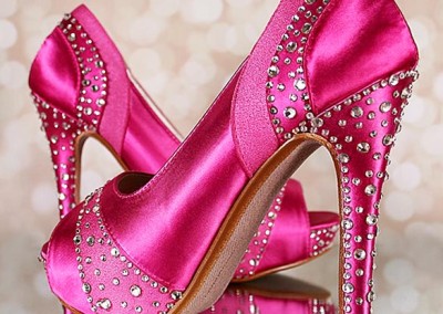 Fuchsia Emmy Platform Peep Toe Multi Size Crystal Heel Wide Spaced Crystals Heel Panels 1