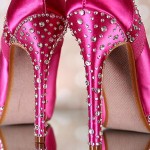Fuchsia Emmy Platform Peep Toe Multi Size Crystal Heel Wide Spaced Crystals Heel Panels 4