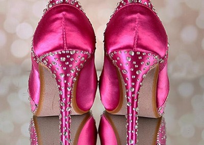 Fuchsia Emmy Platform Peep Toe Multi Size Crystal Heel Wide Spaced Crystals Heel Panels 5
