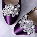 Plum Sandra Handmade Crystal and Pearl Applique Polka Dot Painted Sole 4