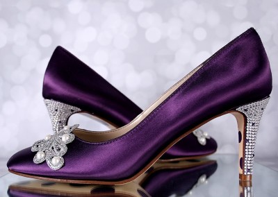 Plum Sandra Handmade Crystal and Pearl Applique Polka Dot Painted Sole 3
