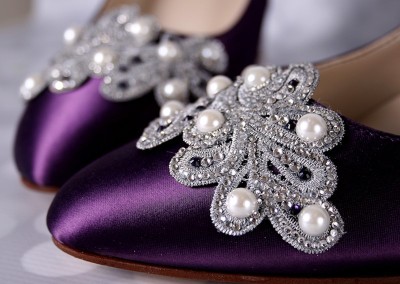 Plum Sandra Handmade Crystal and Pearl Applique Polka Dot Painted Sole 5