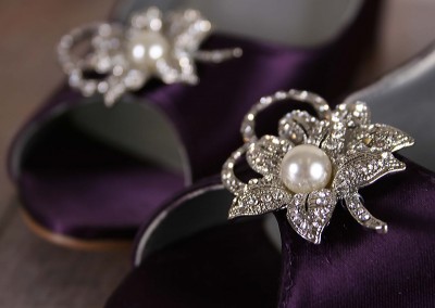 Eggplant Minka Peep Toe Peeptoe Wedge Wedges Pearl and Crystal Looped Flower Brooch 3
