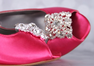 Fuchsia Pink Minka Peep Toe Peeptoe Wedge Wedges Wedding Shoes Bridal Heel Square Crystal Adornment 3