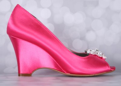 Fuchsia Pink Minka Peep Toe Peeptoe Wedge Wedges Wedding Shoes Bridal Heel Square Crystal Adornment 4