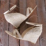 Ivory Wedge Wedding Shoes Lace Heel Tulle Strap Ankle Strap Pearl Accents Design Your Own Wedding Shoes
