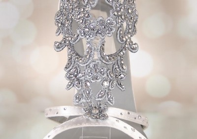 Ivory Kenzie Silver Lace Applique T-Strap Silver Crystals Scattered Crystals Strap 1