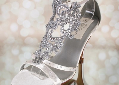 Ivory Kenzie Silver Lace Applique T-Strap Silver Crystals Scattered Crystals Strap 2