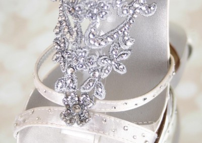 Ivory Kenzie Silver Lace Applique T-Strap Silver Crystals Scattered Crystals Strap 3