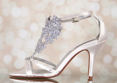 Ivory Kenzie Silver Lace Applique T-Strap Silver Crystals Scattered Crystals Strap 5