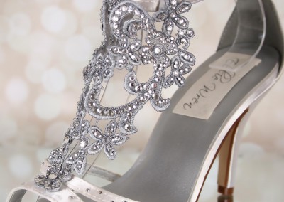 Ivory Kenzie Silver Lace Applique T-Strap Silver Crystals Scattered Crystals Strap 8