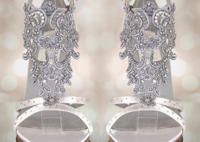 Ivory Kenzie Silver Lace Applique T-Strap Silver Crystals Scattered Crystals Strap 8