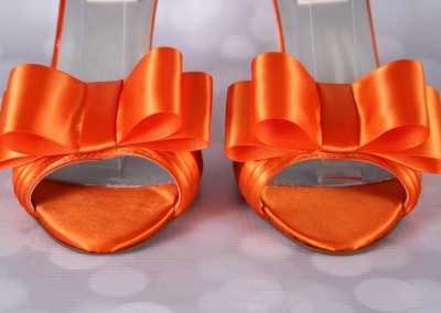 Orange Wedding Shoes Peep Toe Mary Jane Matching Orange Bow on Toe Design Your Own Wedding Shoes