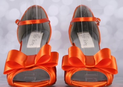 Orange Wedding Shoes Peep Toe Mary Jane Matching Orange Bow on Toe Design Your Own Wedding Shoes