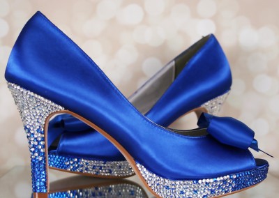 Royal Blue Wedding Shoes Platform Peep Toe Ombre Crystal Heel Ombre Crystal Platform Blue Bow Bridal Heels