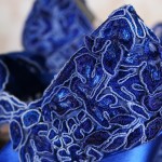 Royal Blue Sammi Closed Toe Lace Overlay to Sash High Heel Platform