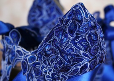 Royal Blue Sammi Closed Toe Lace Overlay to Sash High Heel Platform 2