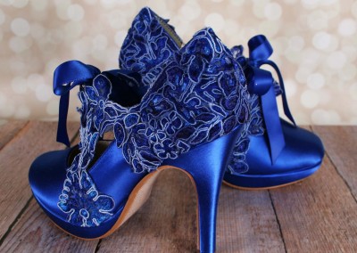 Royal Blue Sammi Closed Toe Lace Overlay to Sash High Heel Platform 3