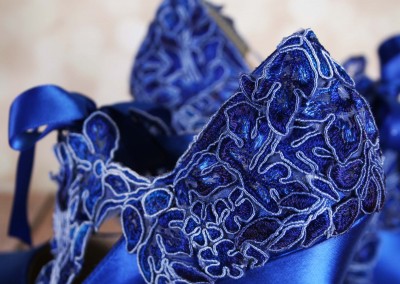 Royal Blue Sammi Closed Toe Lace Overlay to Sash High Heel Platform 4