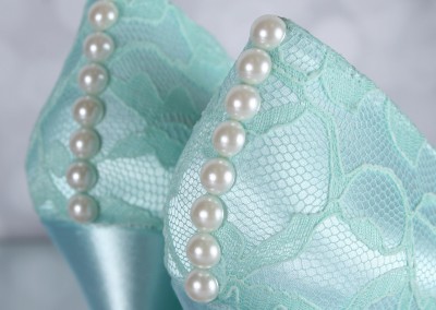 Aqua Blue Wedding Shoes Wedge Wedges Lace Overlay Small Pearl Adornment Pearl Buttons Custom Wedding Shoes 2