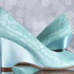 Aqua Blue Wedding Shoes Wedge Wedges Lace Overlay Small Pearl Adornment Pearl Buttons Custom Wedding Shoes 5