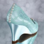 Aqua Blue Wedding Shoes Wedge Wedges Lace Overlay Small Pearl Adornment Pearl Buttons Custom Wedding Shoes 5