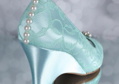 Aqua Blue Wedding Shoes Wedge Wedges Lace Overlay Small Pearl Adornment Pearl Buttons Custom Wedding Shoes 6