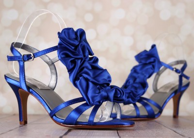 Royal Blue Wedding Shoes T Strap Ruffle Wedding Sandal Custom Wedding Shoes