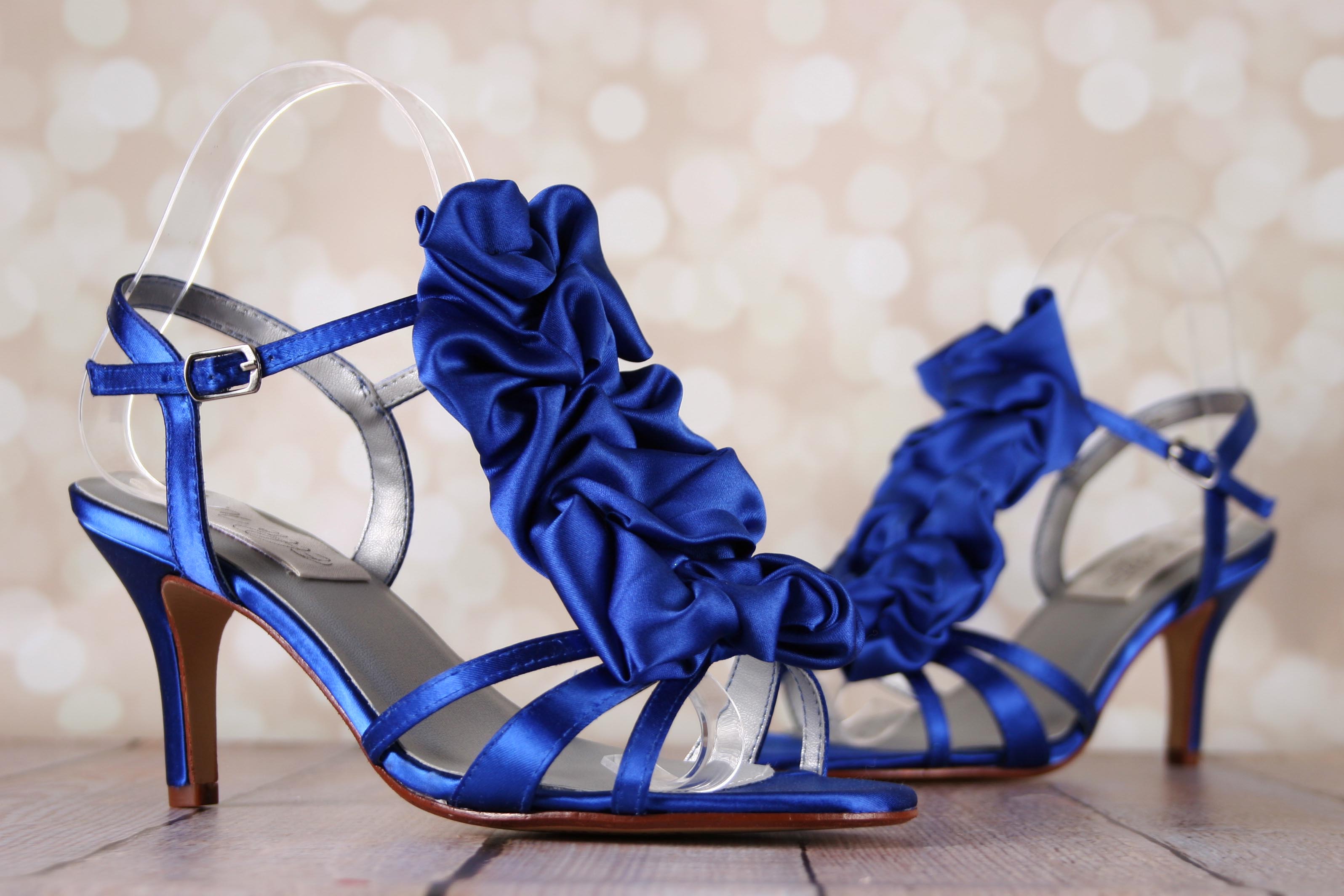 Royal Blue Wedding Shoes: Strappy Sandal Bridal Shoes with Handmade