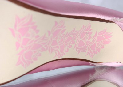 Capri Pink Wedding Shoes Ivory Lace Heel Cup Lace Toe Cap Lotus Painted Sole Custom Wedding Shoes 10