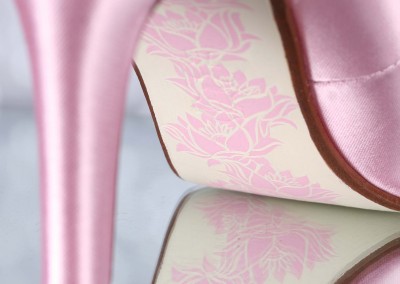 Capri Pink Wedding Shoes Ivory Lace Heel Cup Lace Toe Cap Lotus Painted Sole Custom Wedding Shoes 2